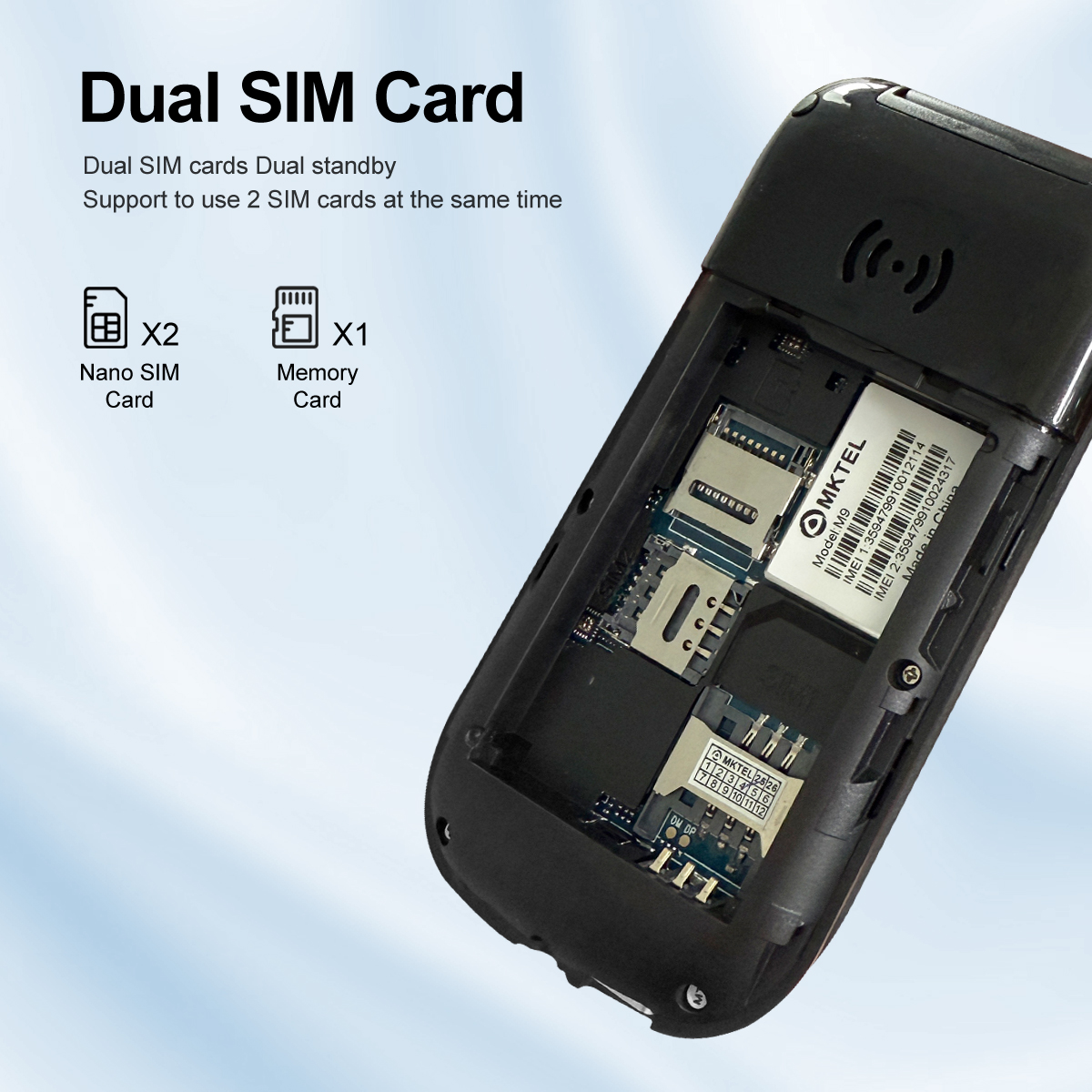 MKTEL M9 Flip Mobile Phone 2G 2.4" Display 1000mAh Battery Dual SIM Dual Standby MP3/MP4/FM Radio Unlocked Elderly Feature Phone