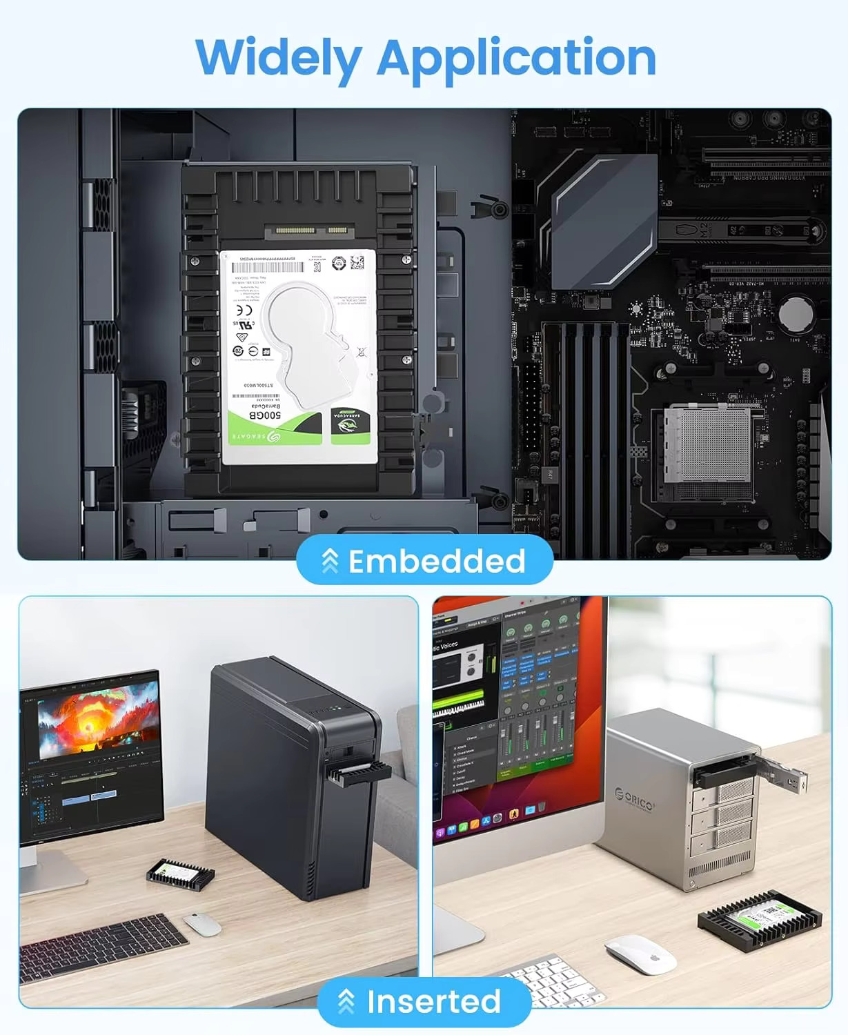 ORICO-disque dur Caddy Support SATA 3.0 Support HDD et SSD 2.5 en 7mm 9.5mm 12.5mm accessoires informatiques