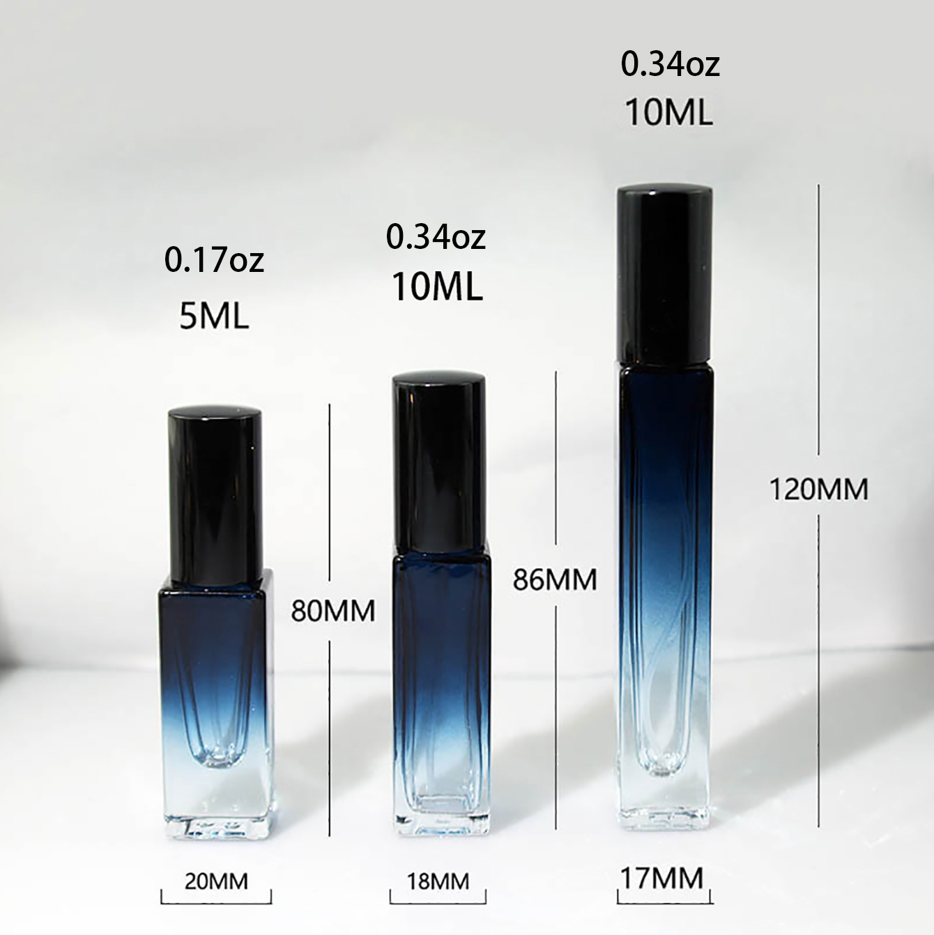 Botella pulverizadora de Perfume de alta calidad, botella de Perfume azul degradado, botella pulverizadora recargable para cosméticos de viaje, 5ml, 10ml, 1 ud.