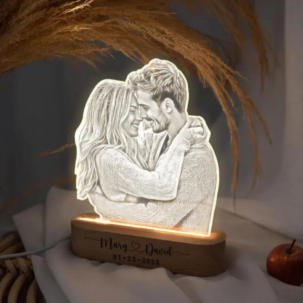 Anniversary Women Men Couples Gifts Custom Photo Lamp Love Frame Personalized Acrylic Plaque Valentine's Day 3D Night Light Gift