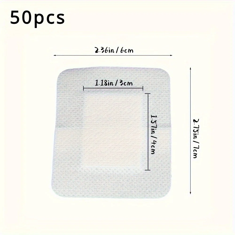 50pcs Large Size Hypoallergenic Non-woven Medical Adhesive Wound Dressing Band Aid Bandage Large Wound First Aid 6*7cm