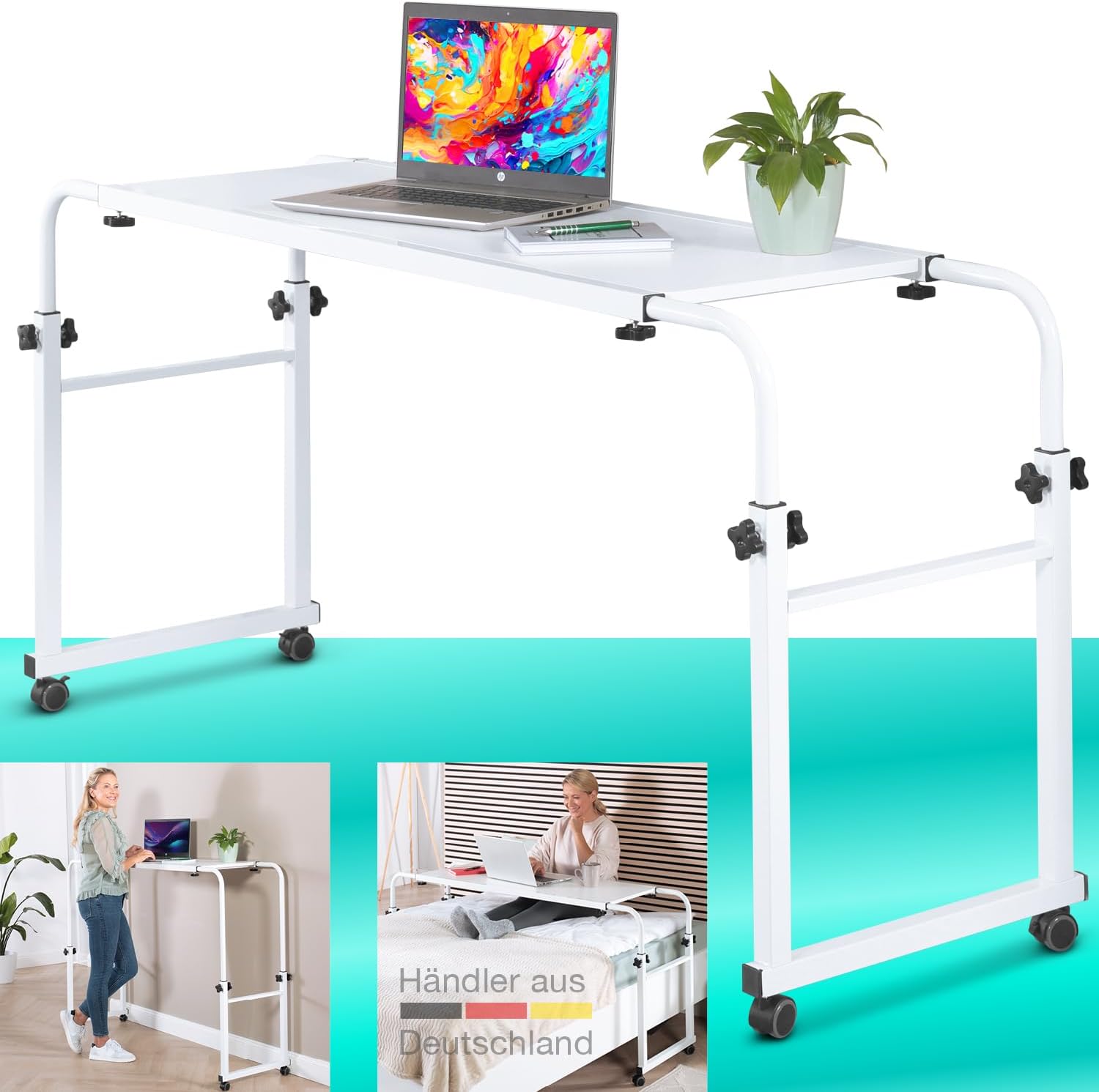 höhenverstellbar/breitenverstellbar, Overbed Table, Mobiler Schreibtisch, Pflegetisch, Laptop-Tisch, Bettbeistelltisch, Width11