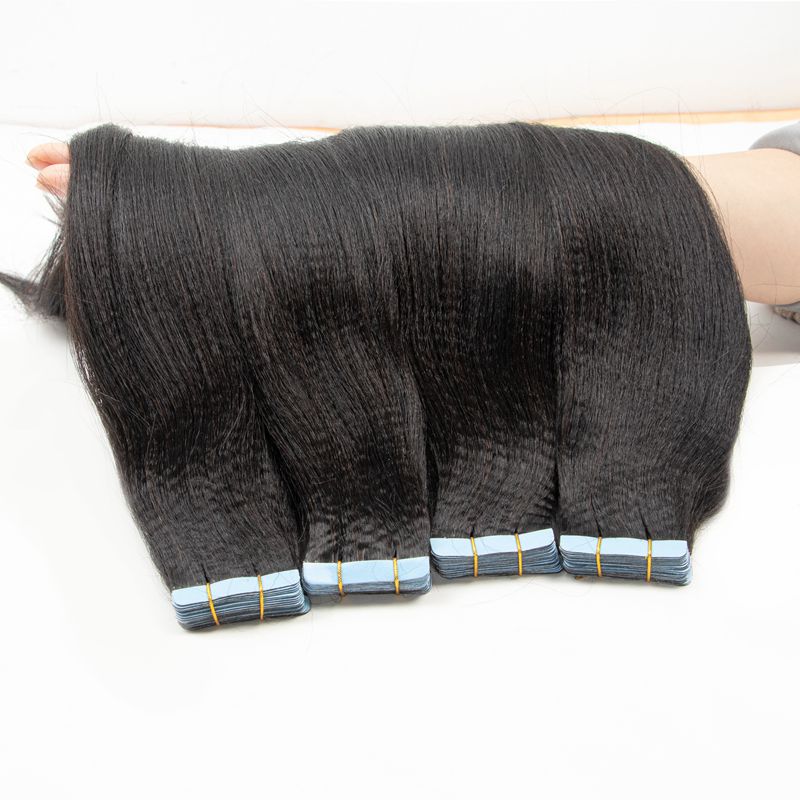 MRS HAIR Lichte Yaki Tape In Hair Extensions Echt haar Cuticula Remy Tape in Extensions SilkPressed Yaki Tape ins 12-26 inch 20 stuks