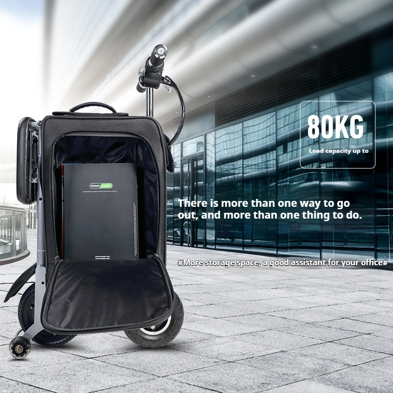 กระเป๋าเดินทางไฟฟ้าแบบพับได้น้ำหนักเบามากกระเป๋าเดินทางแบบพกพาพร้อมแบตเตอรี่ระยะ70กม. สามารถใช้กับรถไฟใต้ดินได้