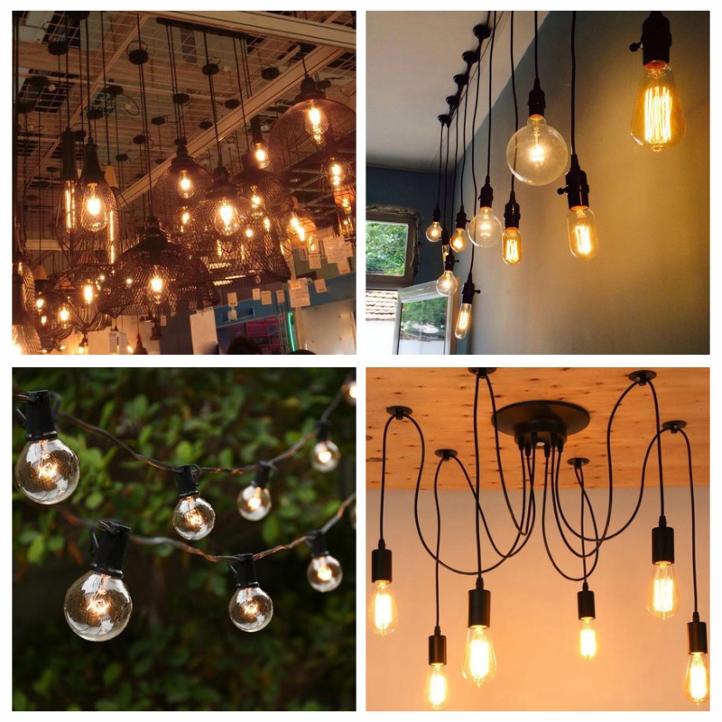 Retro Edison หลอดไฟ E27 220V 40W หลอดไฟ A60 ST58 ST64 T10 T45 T185 G80 G95 Filament Vintage Ampoule หลอดไส้เกลียวโคมไฟ