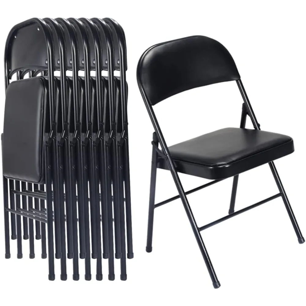 6 Pack  Folding Chairs with Padded Seats for Outdoor & Indoor, Portable Stackable Commercial Seat with Steel Fram