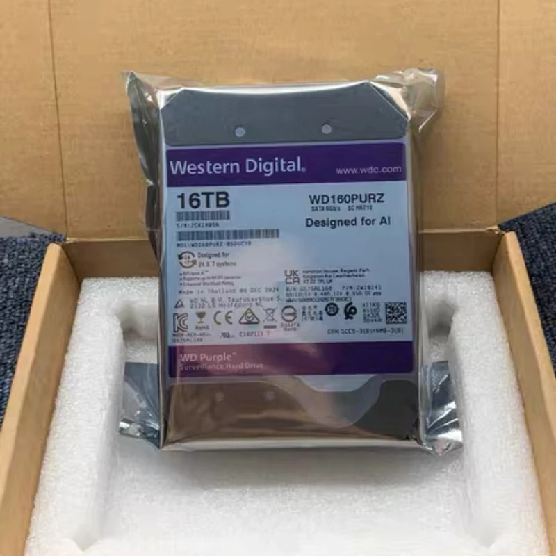 WD-16TB (WD160PURZ) Hard Disk 3.5" SATA 7200RPM For Surveillance Hard Drive FOR Ai