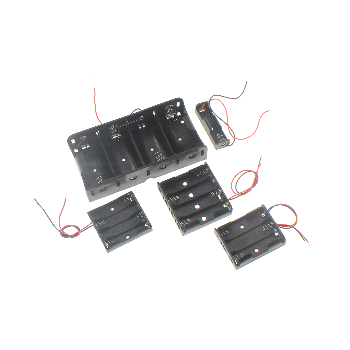 Caja de batería AA AAA C D de plástico negro, contenedor de soporte de Clip, 1X 2X 3X 4X, caja de almacenamiento de batería, Pin de cable aa, 20/10/5/2