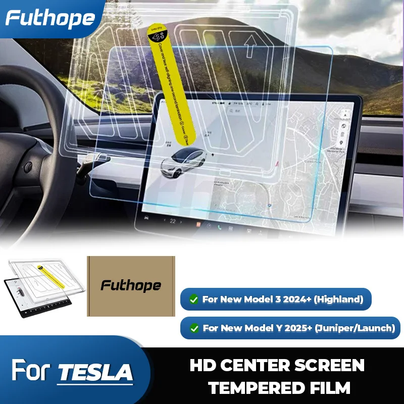 Protetor de tela de vidro temperado Futhope para Tesla Highland juniper HD proteção de filme de controle central