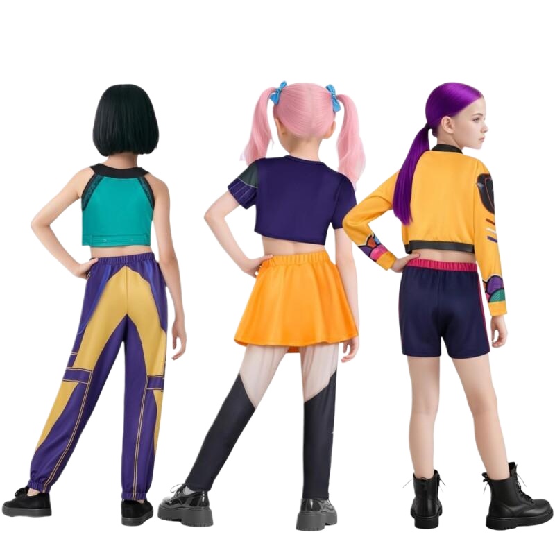 子供悪魔衣装 K-POP ミラルミーゾーイハンターズコスプレ衣装女の子用ハロウィンステージパターンロールプレイ服