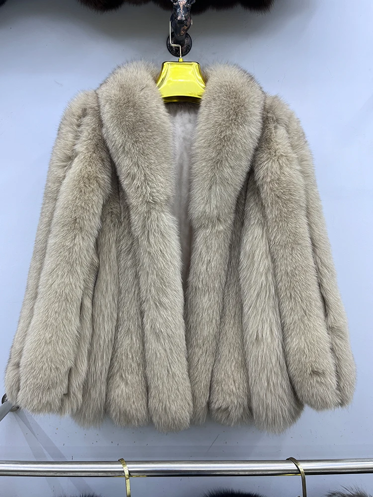 Winter Warme Fuchs Pelz Jacke Dame Frauen Natürliche Pelzmantel Langarm Outwear Mantel Authentische Echte Pelz Mäntel