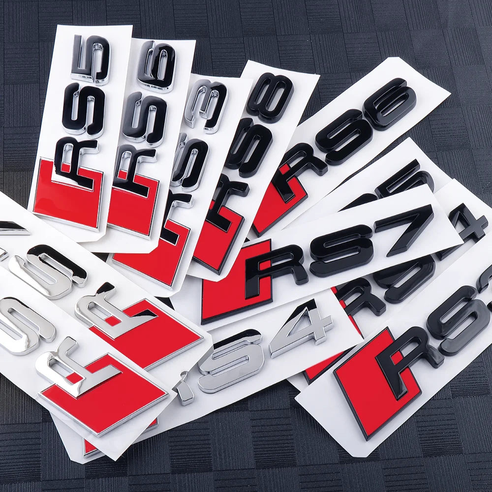 Insignia adhesiva 3D ABS para maletero trasero de carrocería de coche, accesorios de decoración para Audi RS3 RS4 RS5 RS6 RS7 RS8 emblema A3 A4 B8 8P 8V B6 A5 A6