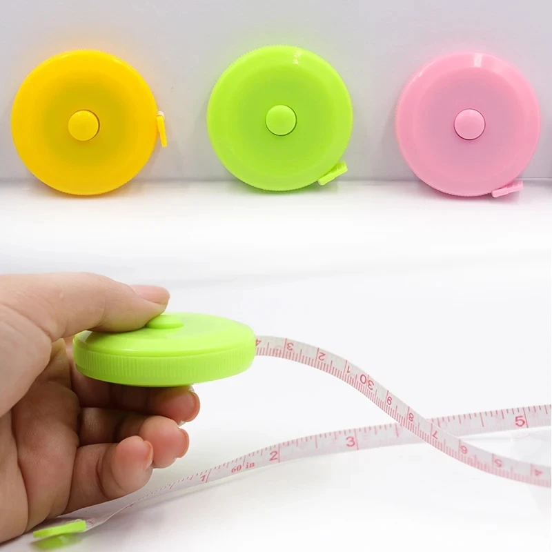 1.5M 60Inch Đen 2 Mặt Thước Dây Đo Tự Động Có Thể Thu Vào Dụng Cụ ABS Dẻo May Mini Thước Dây Đo