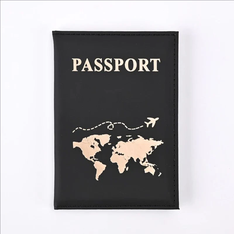Porta-passaporte de couro, bolsa para documentos de viagem comercial, capa para passaporte, bolsa para transporte de passaporte masculino e feminino, porta-cartão de nome pu