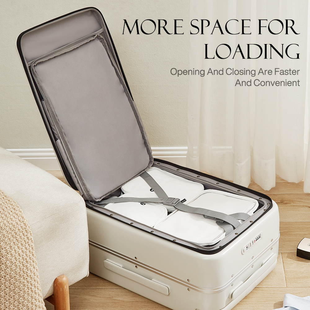 Mixi ด้านหน้ากระเป๋าแล็ปท็อปกระเป๋าเดินทางกว้างจับ Kopor Perjalanan ผู้ชาย20''Carry-กระเป๋าเดินทางผู้หญิง PC เคสแบบมีล้อลากโครงสร้างอะลูมิเนียม24''