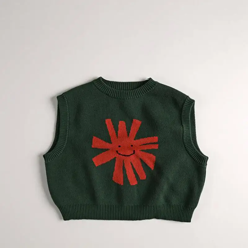 2025 primavera nuevos niños sin mangas tejido chaleco algodón niños niñas lindo Animal chaleco chaqueta niños niño Casual suéter abrigo