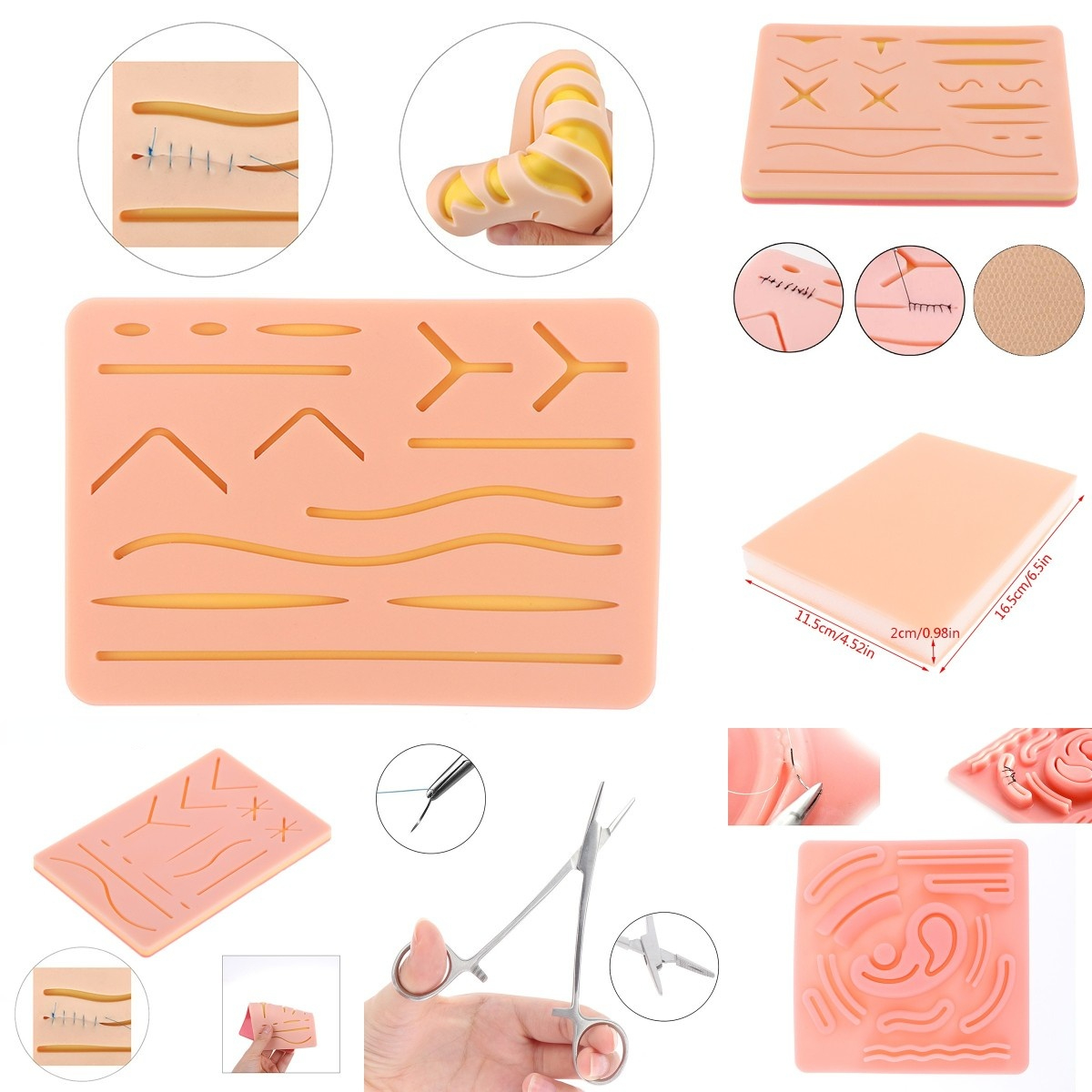 Skin Operate Pad ผ่าตัดเย็บการฝึกอบรมชุด Anatomy Suture Practice Kit การบาดเจ็บอุปกรณ์เสริมสําหรับนักศึกษาแพทย์