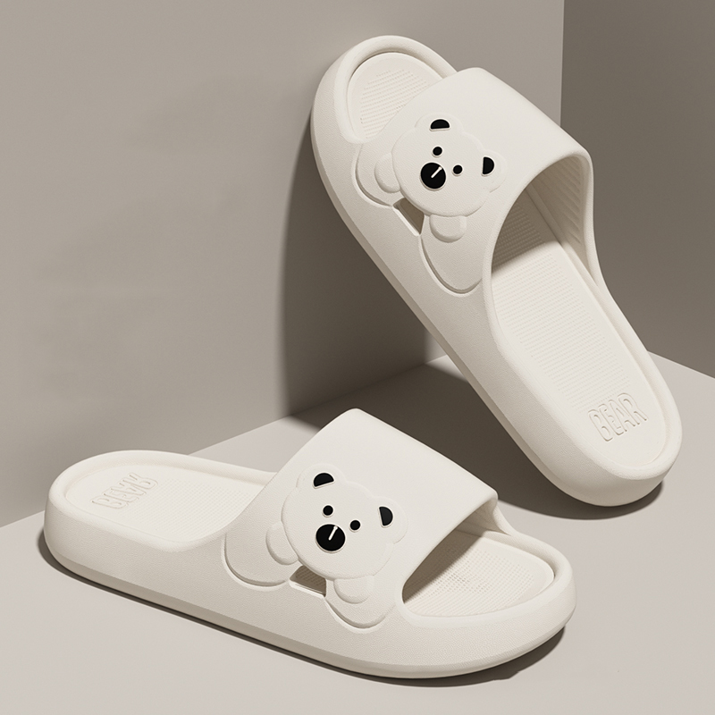 Verão dos desenhos animados urso chinelos internos para mulheres leve macio eva slides mulher conforto casa banheiro não deslizamento chinelos