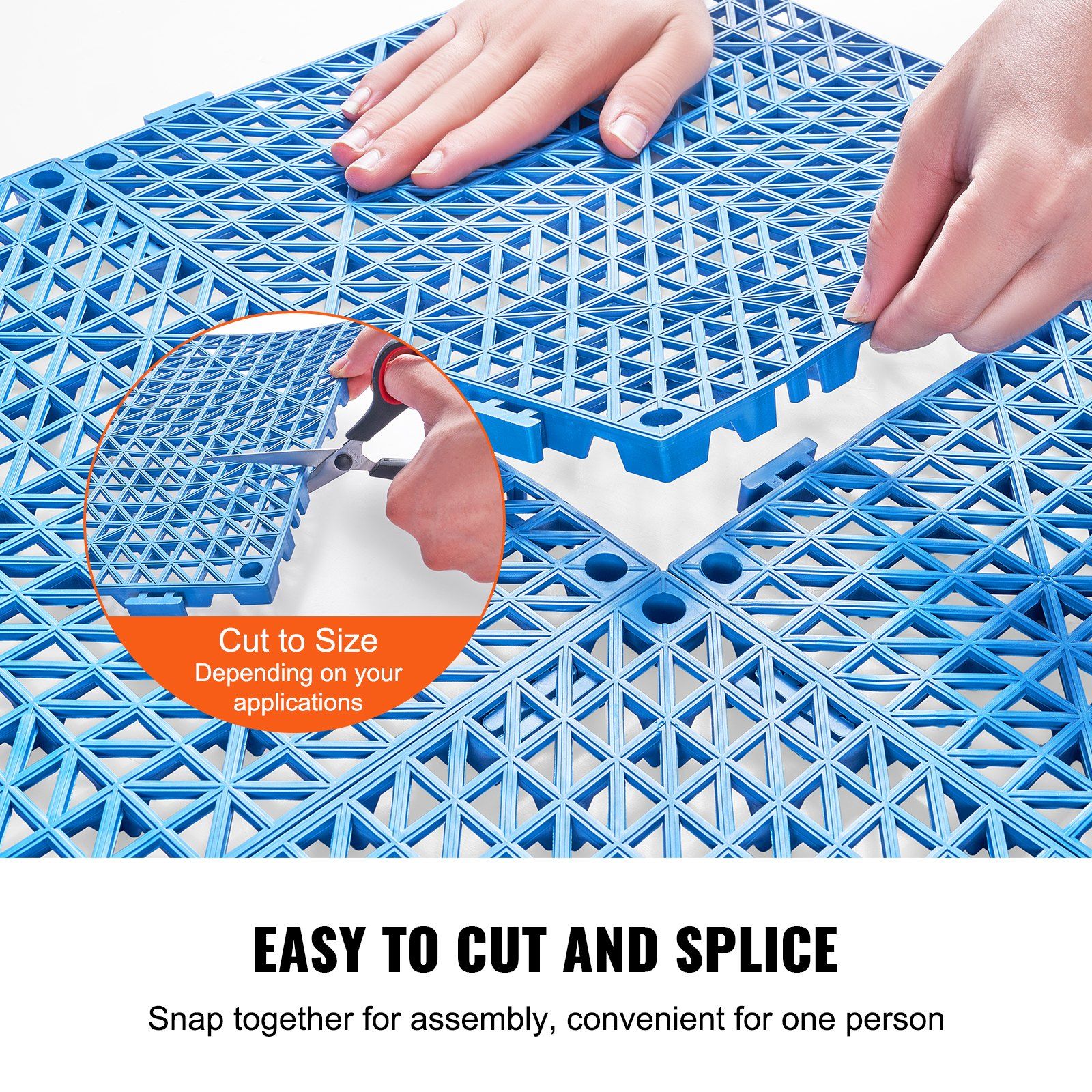 Interlocking Tile 50PCS Blue, Drainage Tiles 12" x 12" Splicing, Soft PVC Interlocking Drainage Floor Tiles, Non-Slip Drainage H