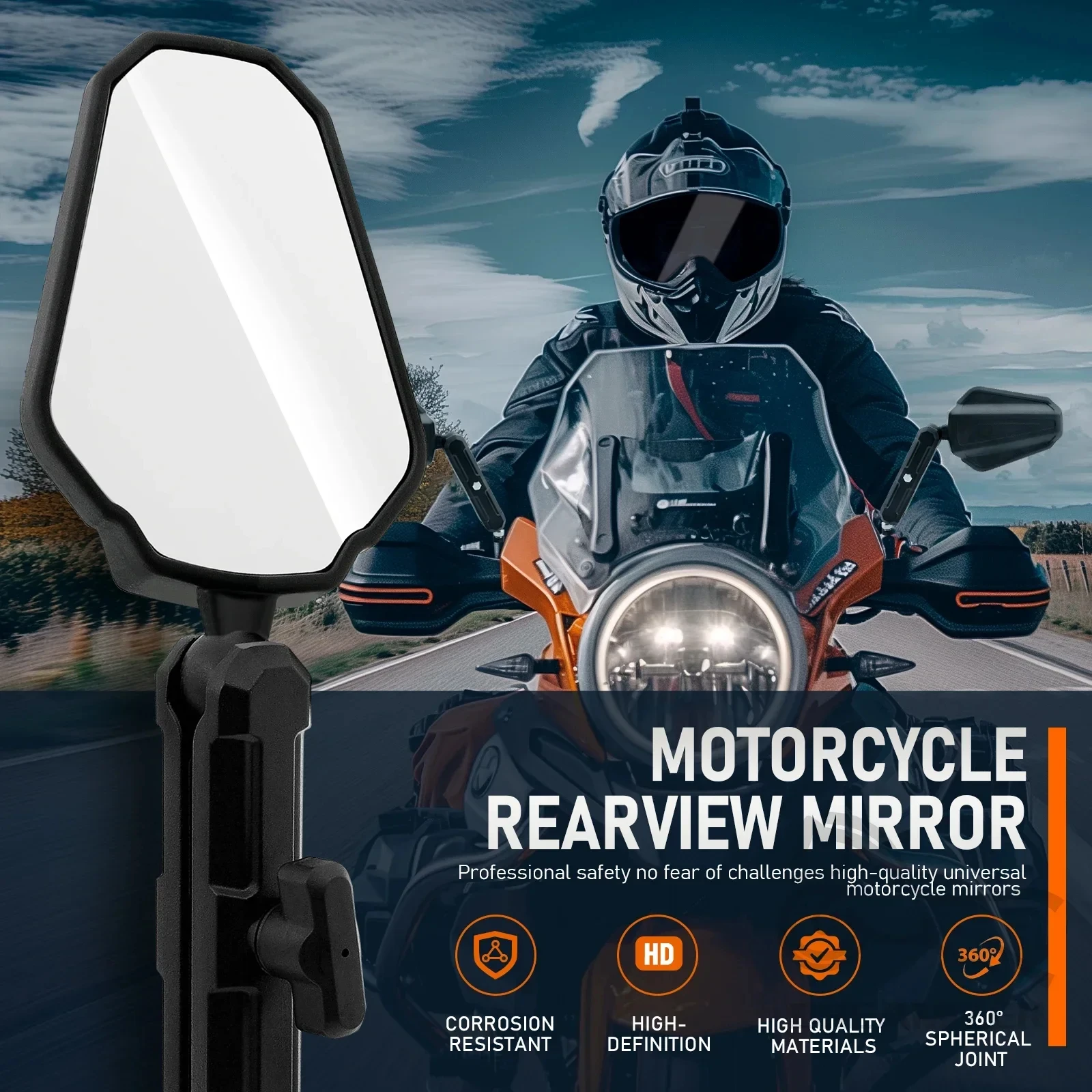 Espelhos universais para motocicletas, ângulo ajustável, dobrável, espelho lateral, compatível com Adventure Dirt Street Bike