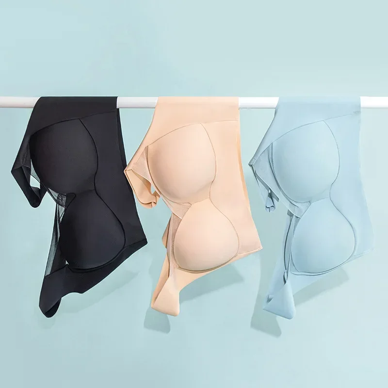 All-in-one top support to prevent sagging no trace soft support no steel ring thin underwear gather large tank top bra