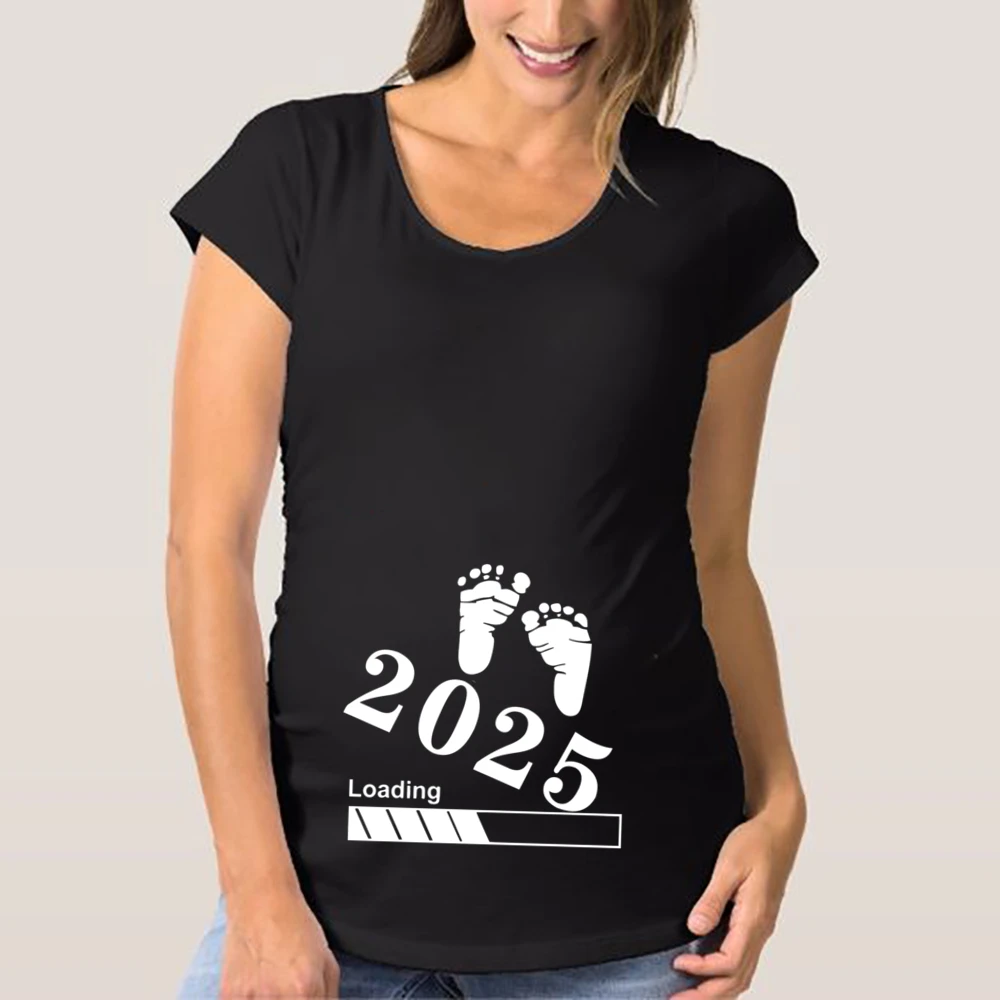ベビーローディング 2025 プリントマタニティ Tシャツ妊婦服夏の Tシャツ妊娠発表シャツ新しいママ Tシャツトップス