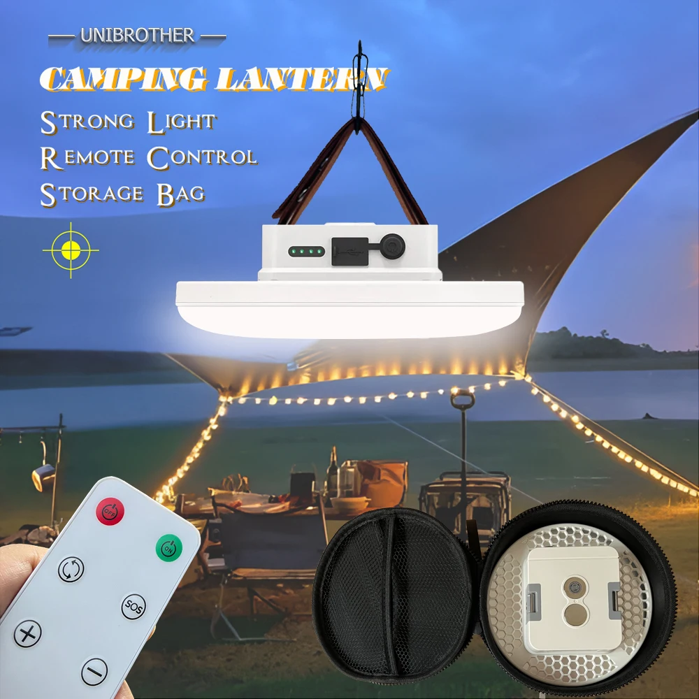 Linterna de Camping con imán LED recargable con Control remoto, potente linterna portátil de 13500mAh, reflector de luz de pesca, lámpara para tienda
