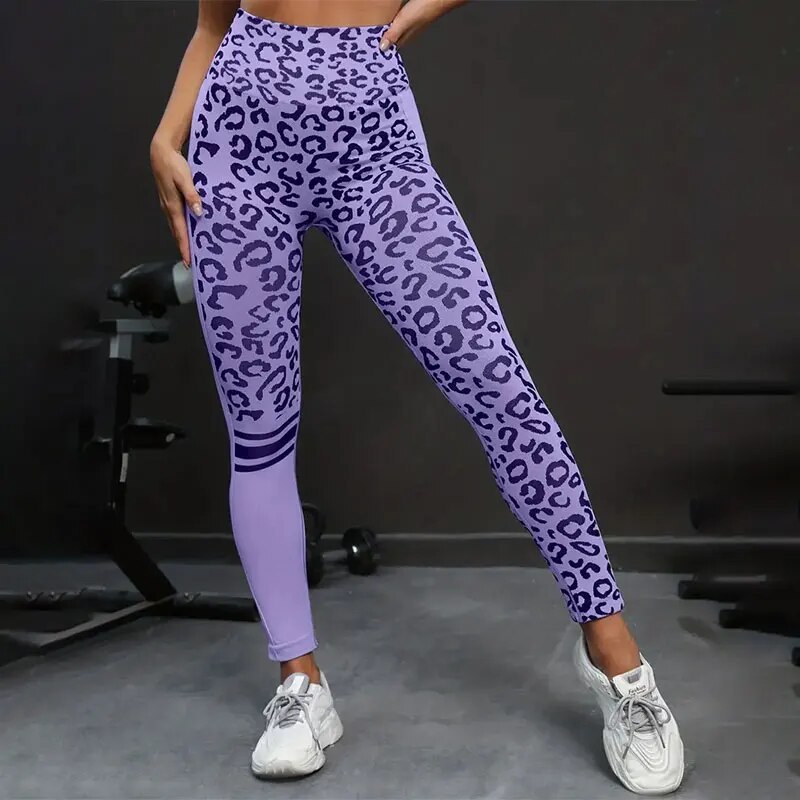 Yoga 9 Minuten Hosen hohe Taille Bauch Stretch Strumpfhose Leoparden muster nahtlose schnell trocknende Fitness hose