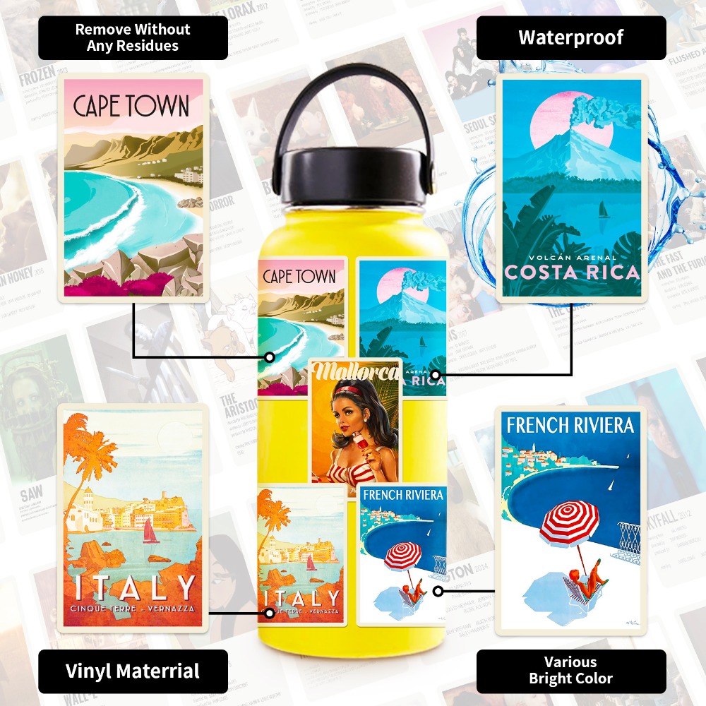 100 個漫画レトロ風景ポスターステッカー美的 DIY ラップトップ電話オートバイ車防水ステッカー子供のおもちゃギフト