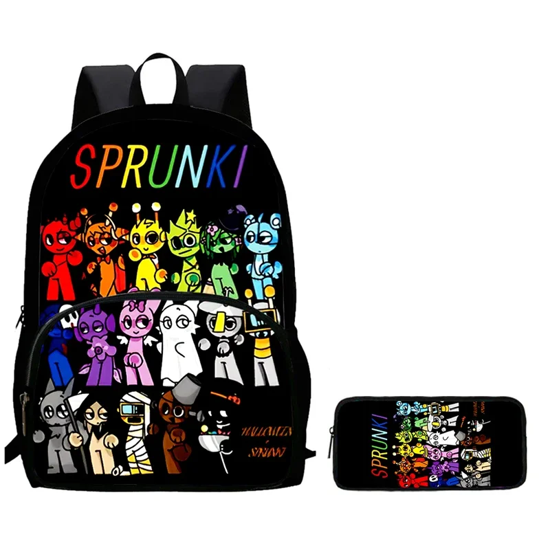 Mochila 2 peças conjunto s-prunki mochila escolar com bolso frontal, bolsas escolares para meninas meninos, bolsas infantis leves e duráveis de desenho animado