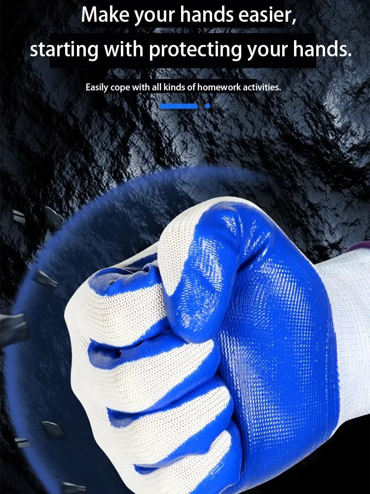 Non-slip Wear-resistant Breathable Nitrile Gloves Industrial Labor Building Construction Safety Non-slip Work Gloves