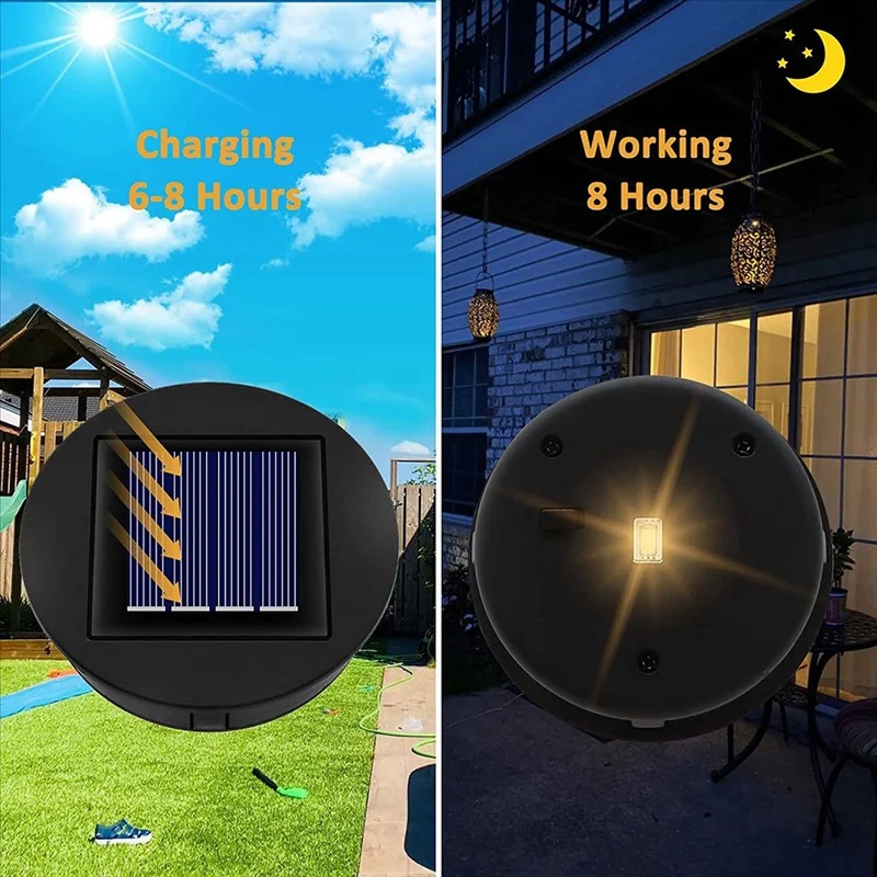 LED Solar Lights Replacement Top Solar Lantern Solar Panel Powered Lantern Lid Lights For Outdoor Pathway Yard Easy In