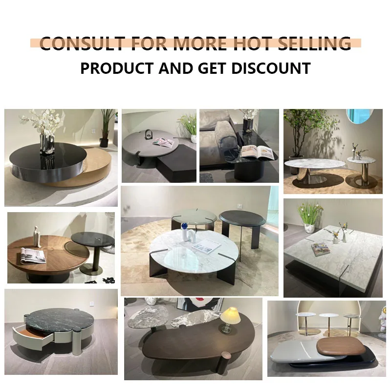 Mesa de centro contemporânea em forma de pétala, móveis para casa, base de metal com flor moderna, mesa de centro folheada de madeira, nova