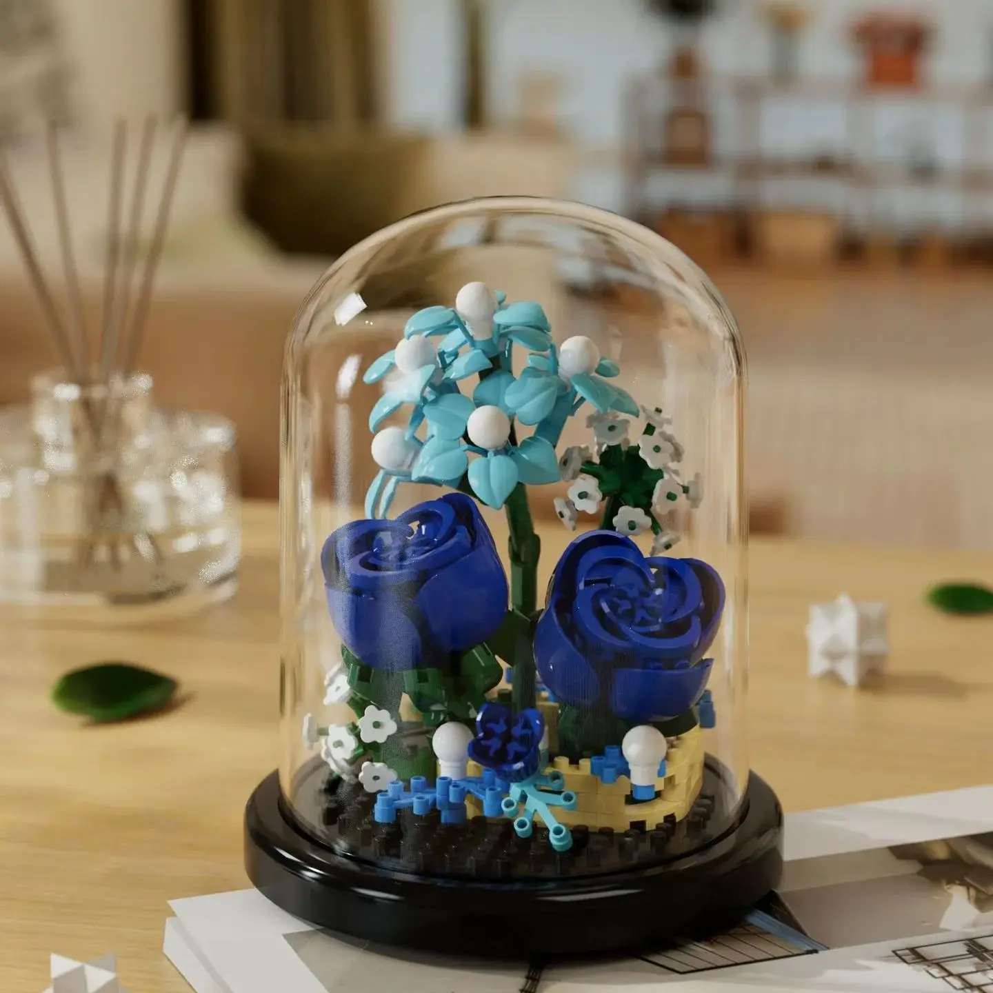 Bloemboeket Bonsai Bouwstenen Kunstmatige Plastic Plant Stofkap Micro Model Woondecoratie Speelgoed Voor Kind Verjaardagscadeau