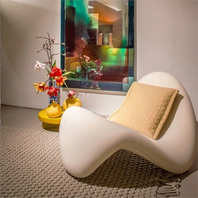 Velvet Italian Minimalist Lazy Sofa Chair Living Room Furniture Modern Minimalist Single Leisure Chair Nordic Lamb Lounge Chair