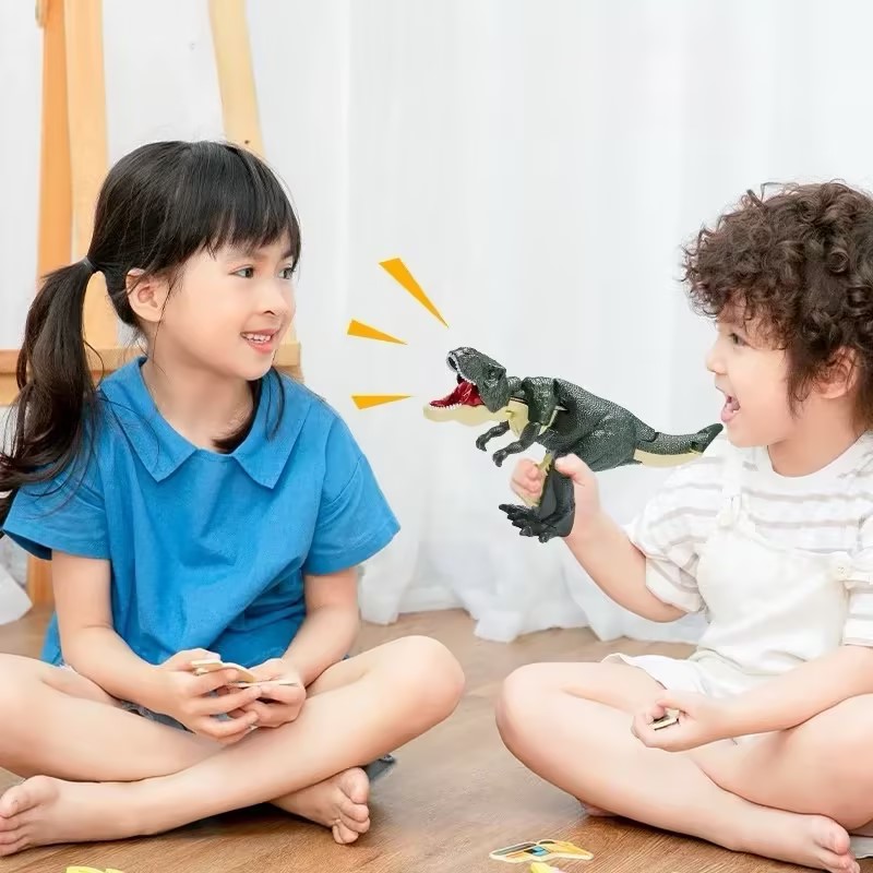 21cm/28cm Funny Za Za Sound Dinosaur Children Decompression Toy with Light Hand-operated Telescopic Spring Swing Dinosaur Toys