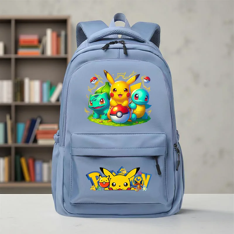 Pikachu Large Capacity Backpack - Preppy Nylon Bag with Adjustable Straps for Daily Commute and Back to School, Travel Carryall
