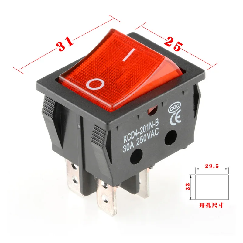 KCD4 Rocker Switch On Off 6 Pin With Led 4 16A 250V 220V T85 20A Small 6Pin 4Pin Light For 2 Position 220 230V Lamp 10A Rocket