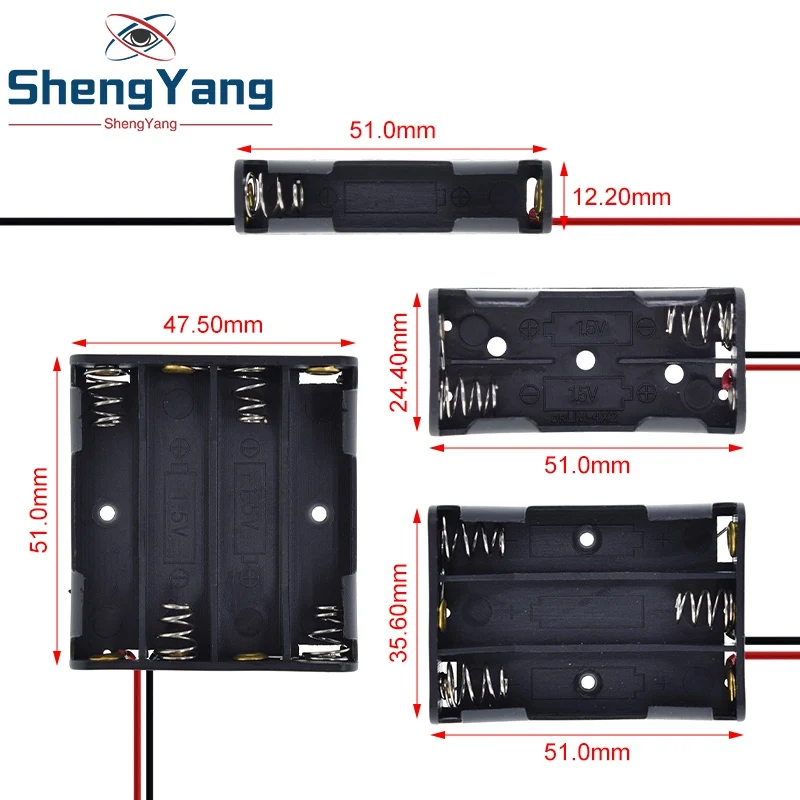 1 AAA Size 7 Pin Lưu Trữ Hộp Ốp Lưng Giá Đỡ Dẫn Với 1 2 3 4 Khe Cắm Hộp Đựng Túi DIY chuẩn Pin Sạc