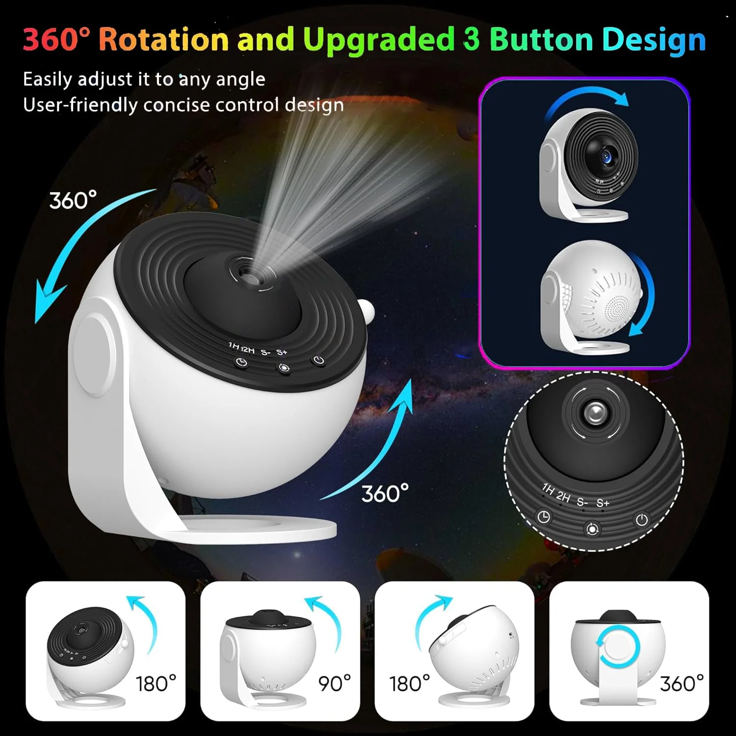 1PC LEDナイトライトプラネタリウムギャラクシースタープロジェクターランプ360 °   寝室用ハロウィンバレンタインデーギフトウェディングデコレーション用回転式