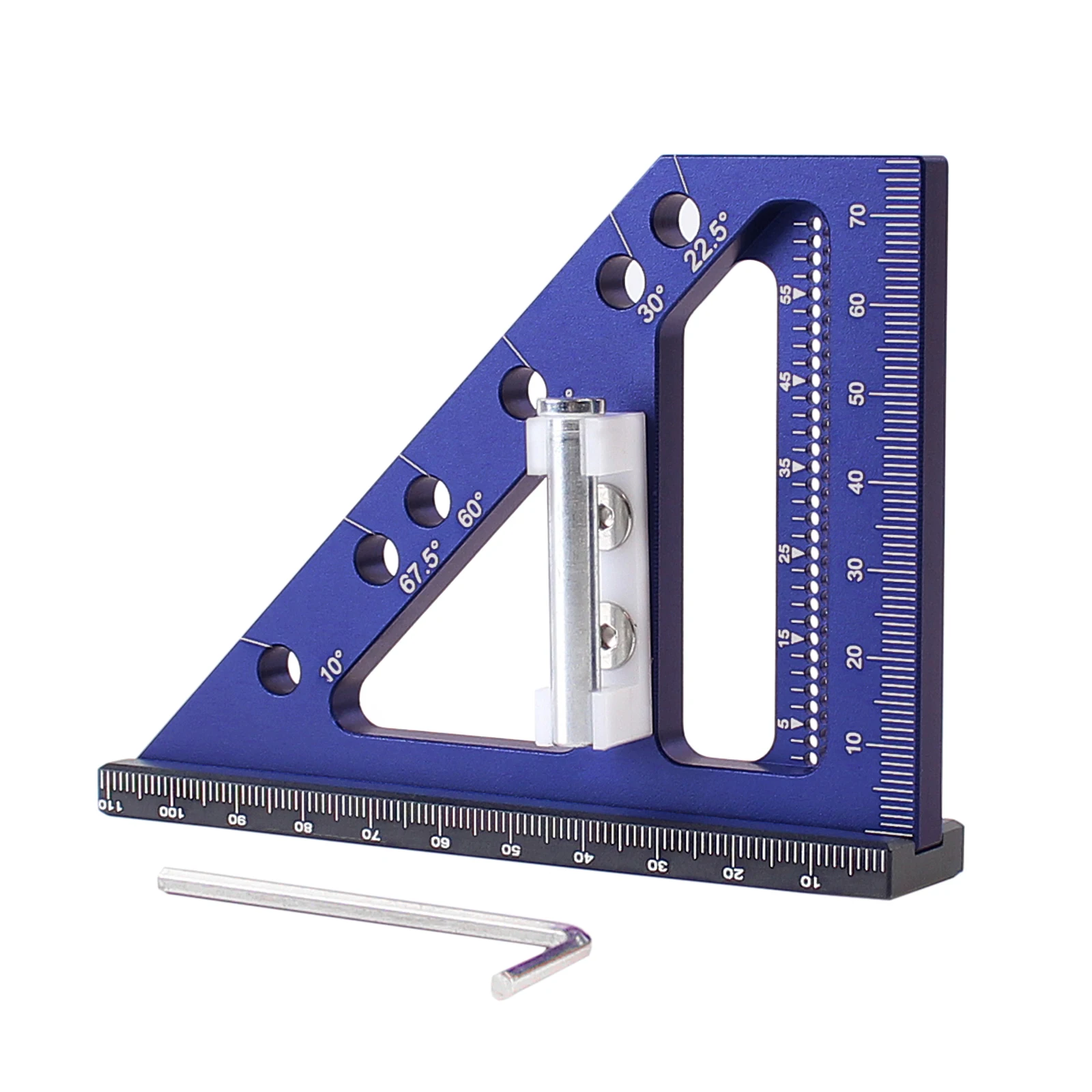 22.5-90 Degree Woodworking Square Protractor Aluminum Alloy Miter Triangle Ruler Layout Measuring Tool for Engineer Carpenter