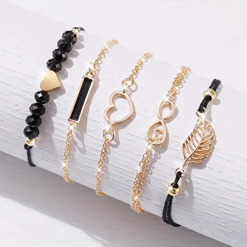 6 sztuk/zestaw zegarki damskie moda Rhinestone tarcza w kształcie serca skórzany pasek zegarek kwarcowy zestaw bransoletek w kształcie liści (bez pudełka)