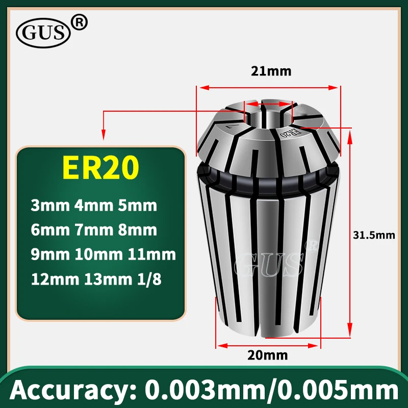 Mandril de mola ER11 ER16 ER20 ER25 ER32 ER de alta precisão 0,003 mm 0,005 mm Máquina de gravação CNC Suporte de ferramenta de fresagem Torno