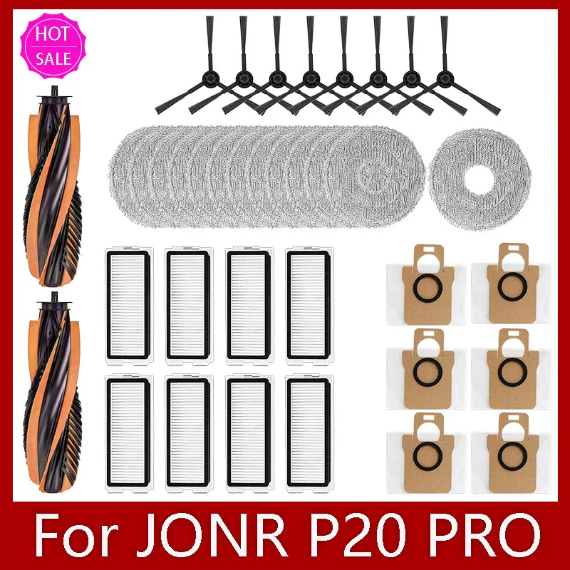 Accesorios para Robot aspirador JONR P20 PRO / T5 Pro, Cepillo Lateral principal, filtro Hepa, paño de mopa, bolsa de polvo de repuesto