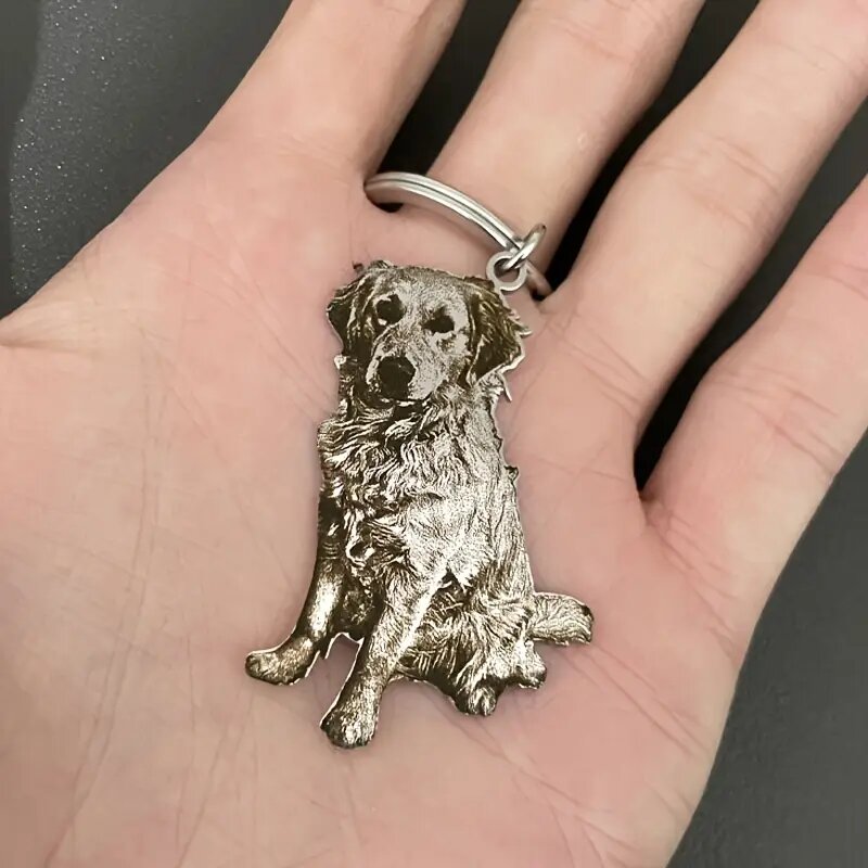Personalisierter Hunde-Foto-Schlüsselanhänger, individueller Bild-Schlüsselanhänger, Hundeporträt-Schlüsselanhänger, Haustier-Gedenkgeschenk für Haustierliebhaber, Weihnachtsgeschenk