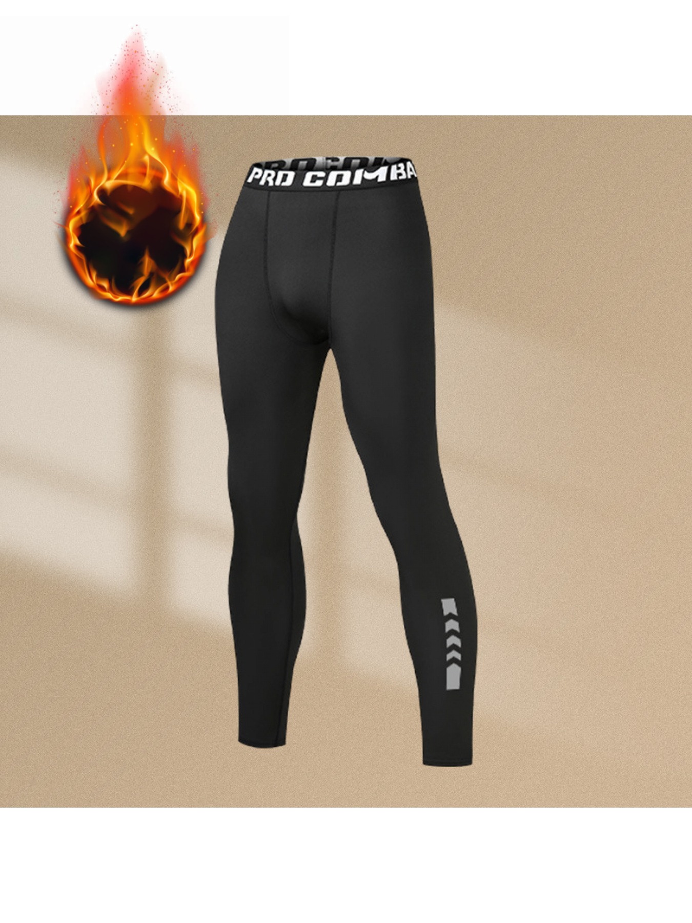 Men's warm compression leggings, sports training pants, dry running leggings