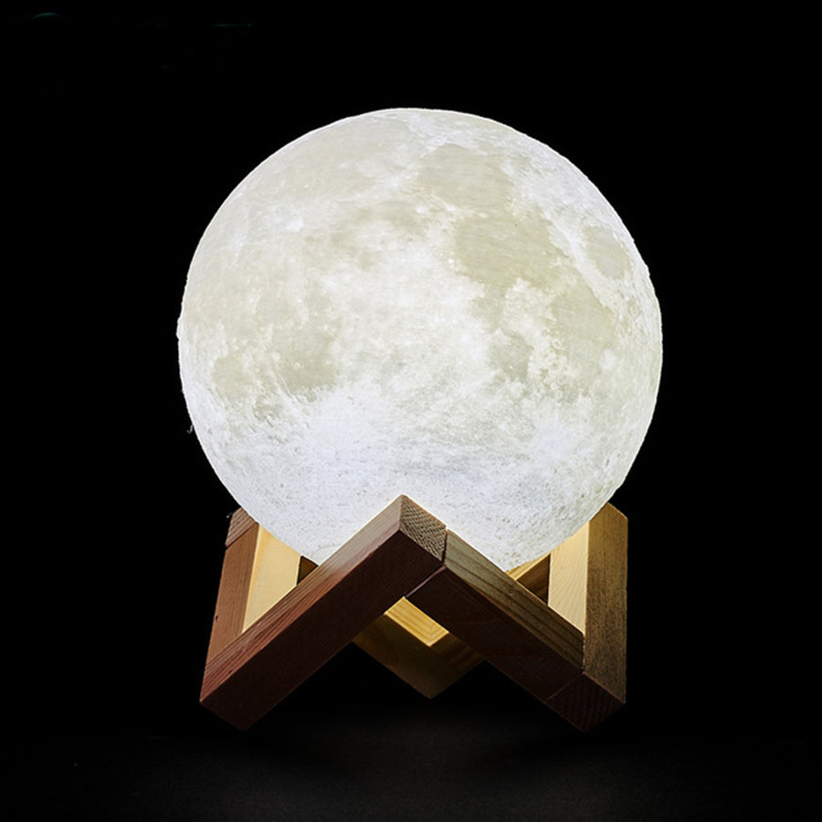 Livraison directe impression 3D lampe de lune Rechargeable LED veilleuse créative interrupteur tactile lumière de lune pour la décoration de la chambre cadeau d'anniversaire