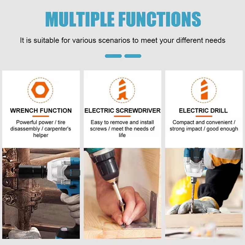21V battery Standard Cordless electric impact wrench Electric tool brushless electric wrench hand drill