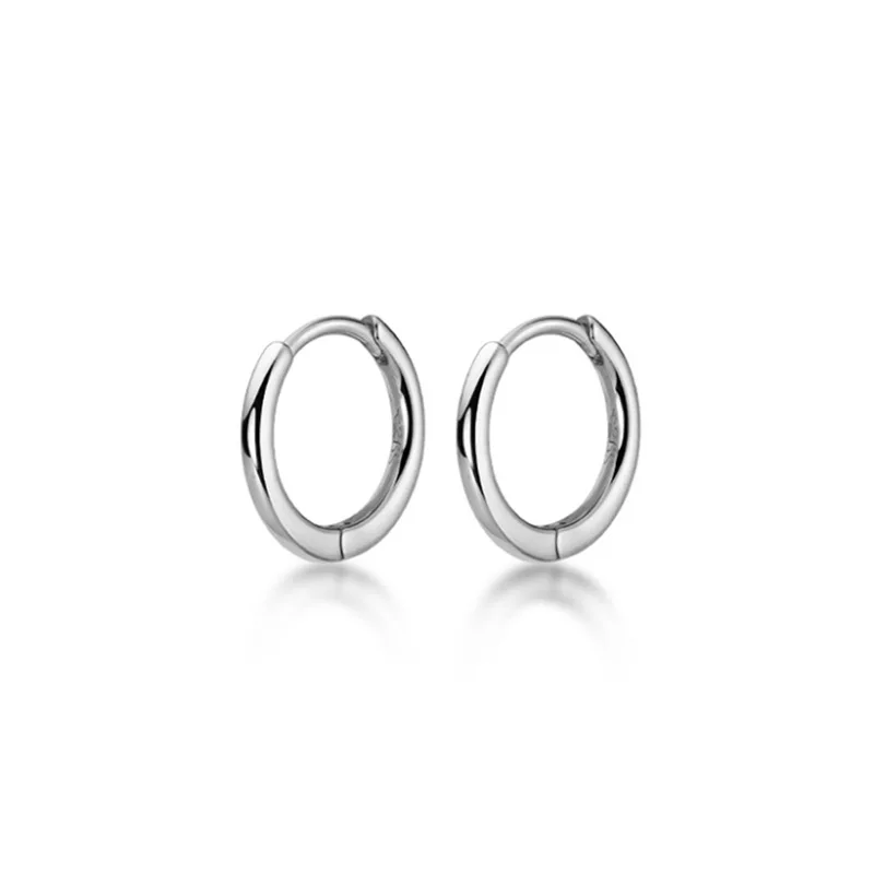 Plata de Ley 925 auténtica hebilla de oreja redonda bohemia minimalista para mujer pendiente de aro accesorios de joyería