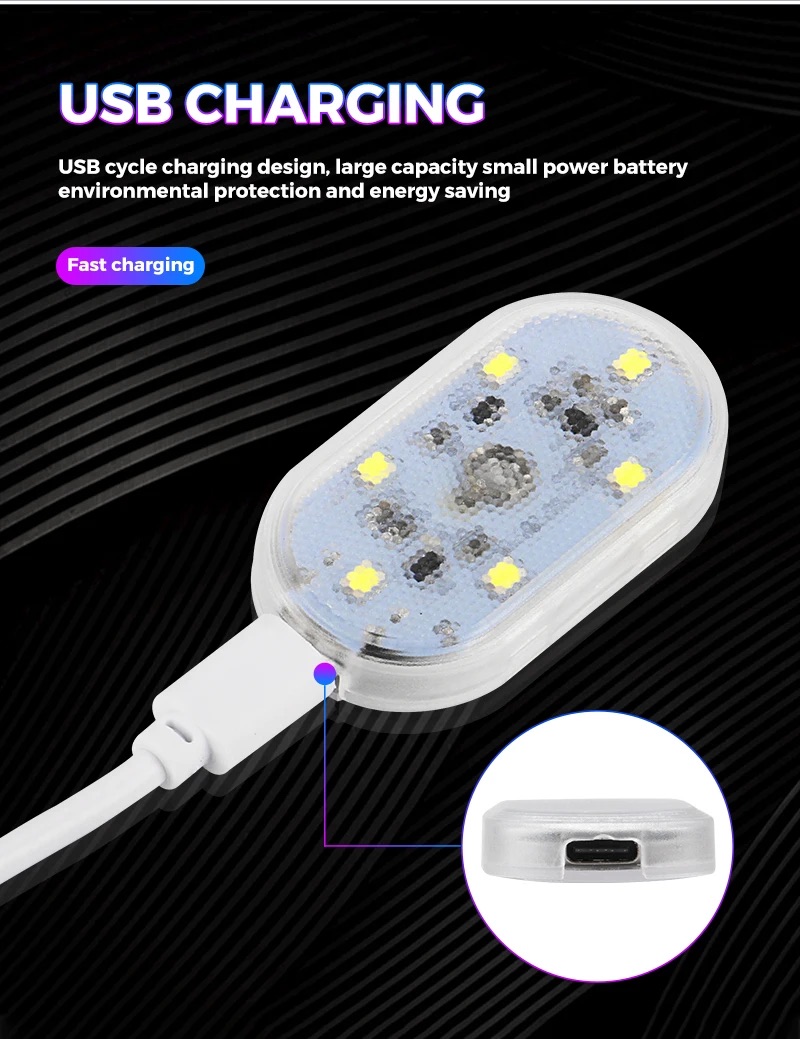 1pc Touch Sensor USB LED Interior Light LED Lamp Car Ceiling Lamp Reading Light Car Decorations Roof Interior Lighting